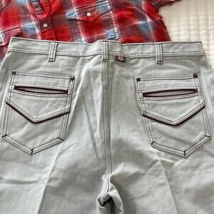 Men's Red Snap Vintage Deadstock 1970s Light Washed Disco Jeans Size 38